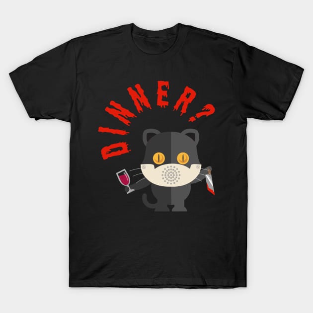 Hannibal Murderous Cat with Knife Asking Dinner? T-Shirt by OrionLodubyal